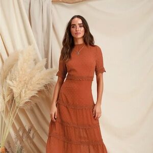 Lulu's Terracotta Midi Dress